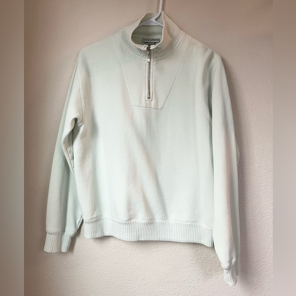 Wild Palms Quarter Zip Pullover Sweatshirt Women’s L | Cozy Cotton Blend Top